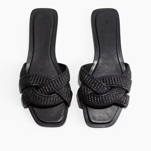 H&M Black Braided Slide Sandals